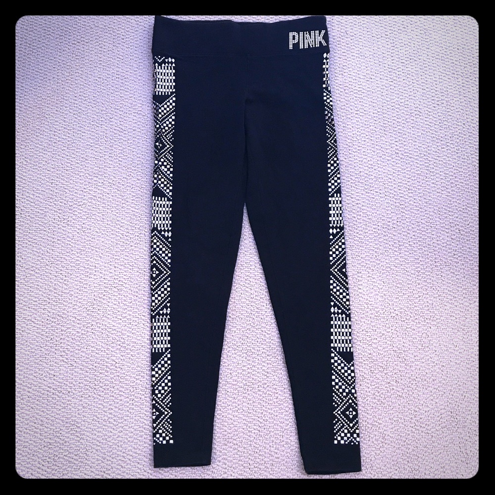 Pink black studded leggings